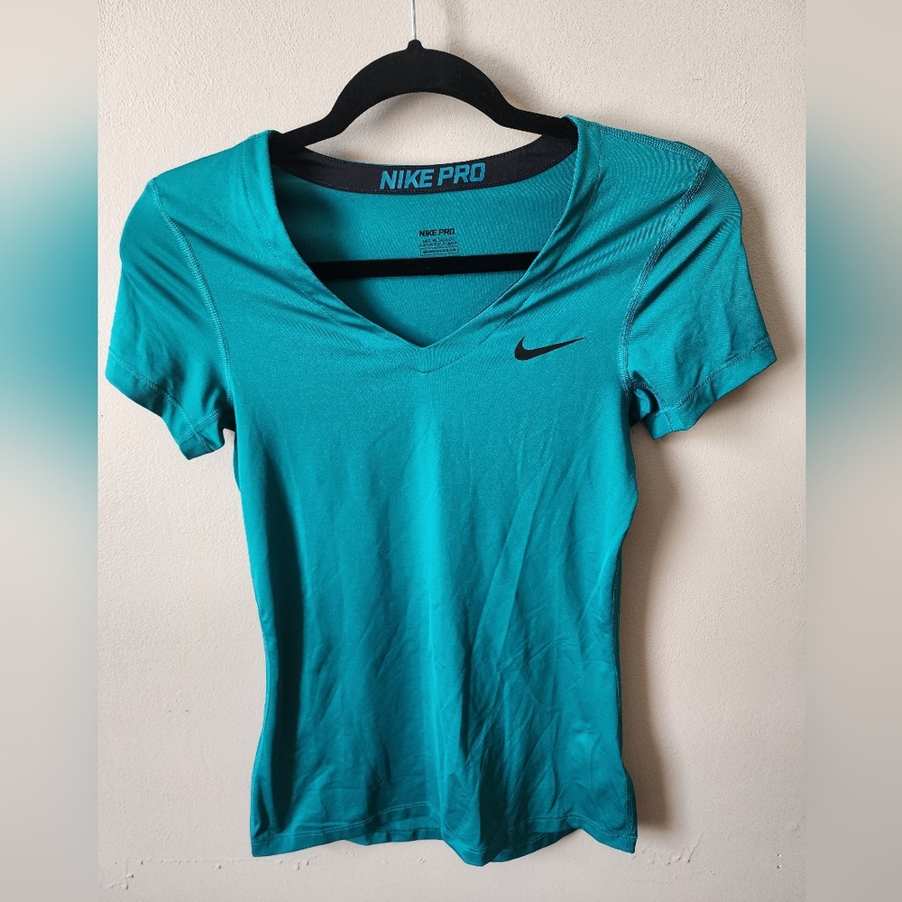 Nike Pro Women's Aqua V-Neck Tee